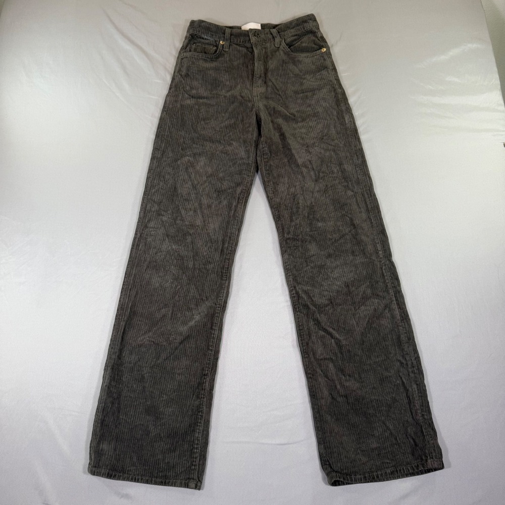Reformation Charlee Corduroy Jeans Size 23 Low Rise Straight Leg Grey Charcoal